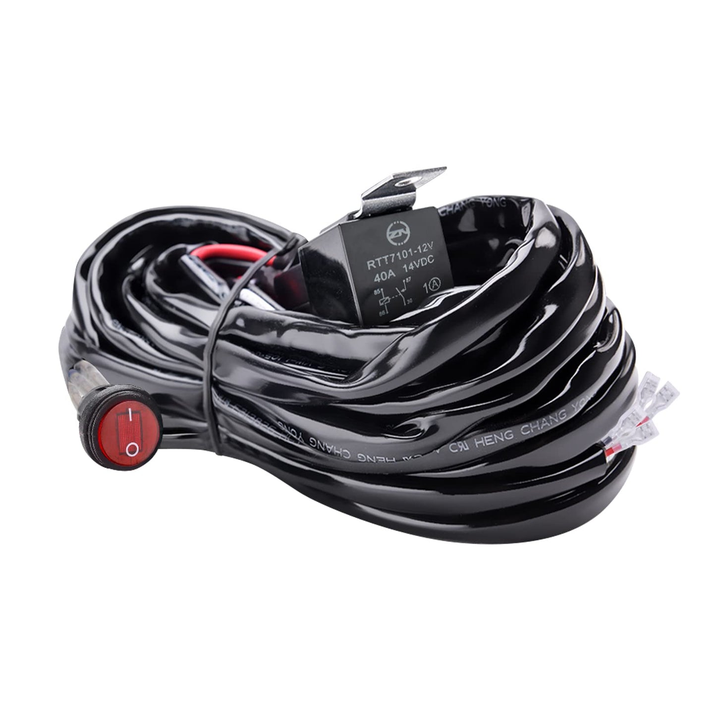 LED Light Bar Wiring Harness Kit - 2 Leads 12V On Off Switch Power Relay Blade Fuse for Off Road Lights Work Light, 2 Years Warranty,Black
