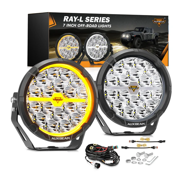 RAY-L Series | 7 Inch 240W 25800LM Dual DRL Offroad LED Driving Lights