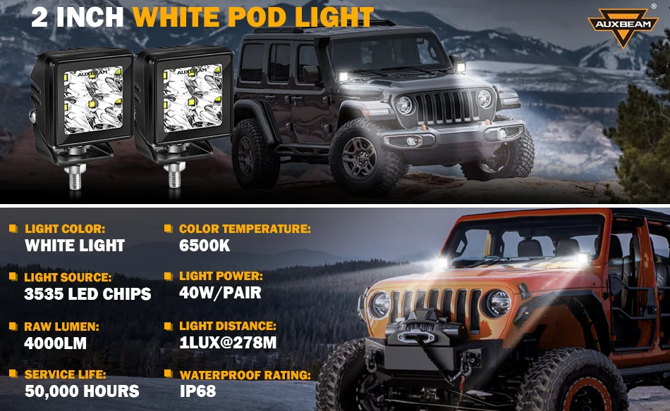 2 Inch 40W 4000LM LED Pod White Spot Offroad Light