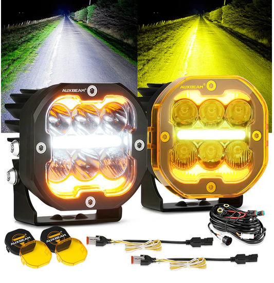 XP-ULTRA Series 3 Inch 84W LED Combo Pod Light Off Road Lights with White DRL&Amber Turn Signal Light