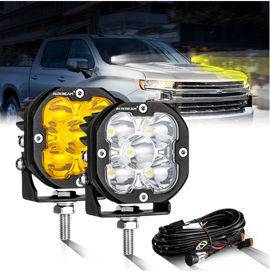 XP-ULTRA Series 3 Inch 80W 9600LM LED Pods Lights White&Amber WITHOUT DRL